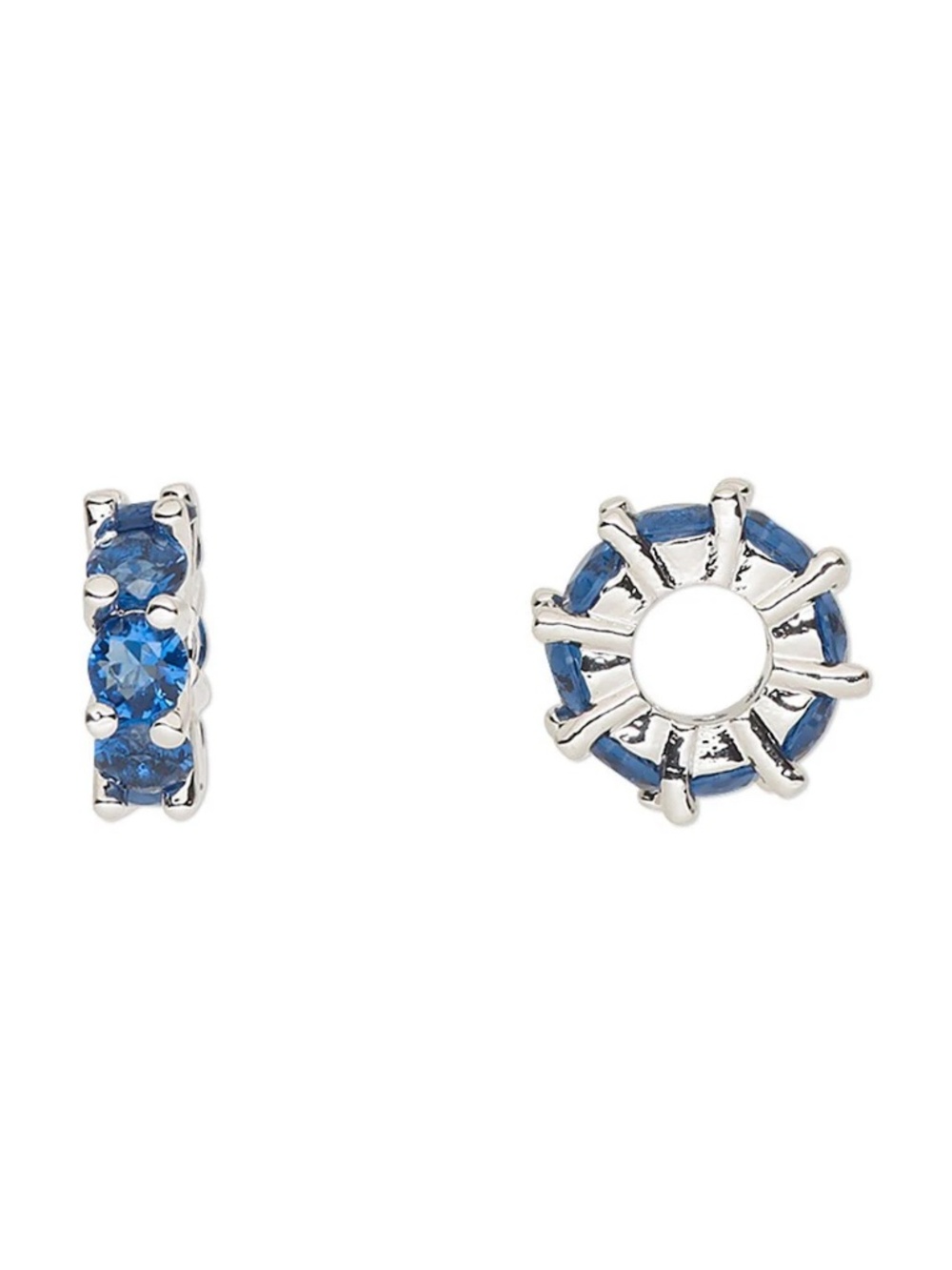 CZ Rondelle Charm Silver Plated Spacer 10.5x3.5mm Bracelet or Necklace Accent